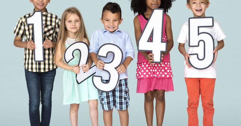 Little Children Friends Holding Numbers